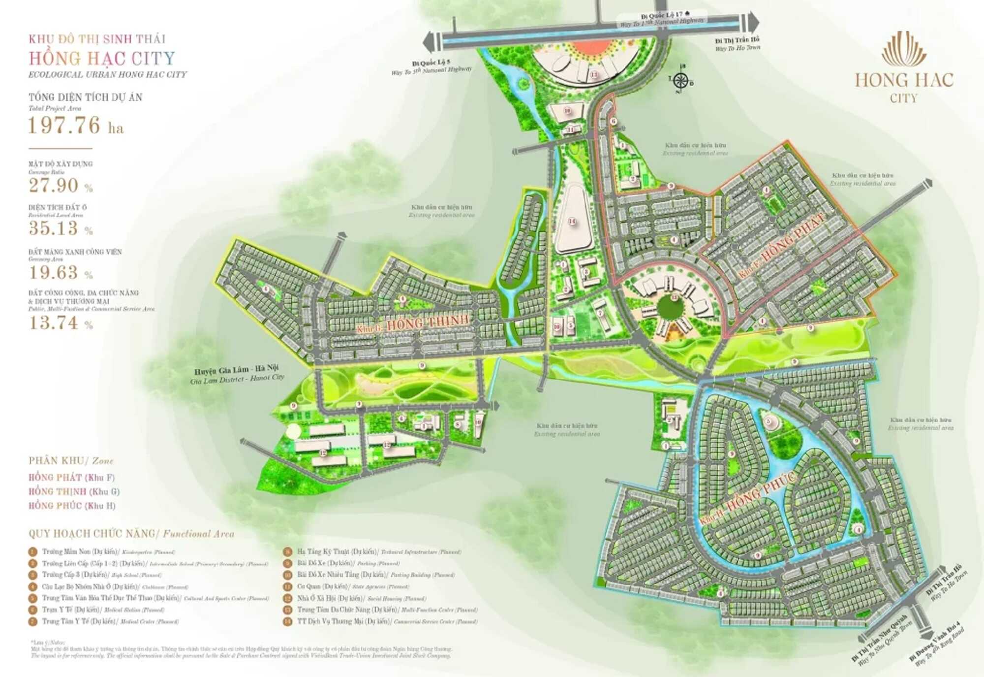 Tổng mặt bằng dự án Khu đô thị sinh thái Hồng Hạc City Xuân Lâm